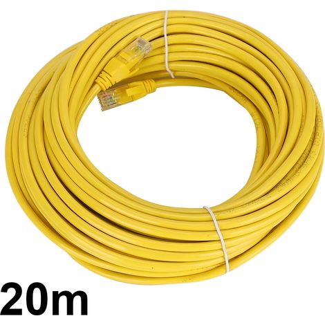 Cable Ethernet Cat5 - 20 Metres Jaune Gigabit 1000Mbps - Connexion Réseau Haute Vitesse Pour Ordinateur Et Switch (1/5)