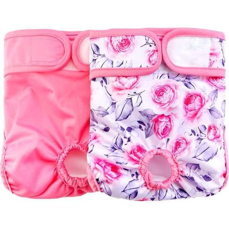 Couches absorbantes lavables et réutilisables Buc pour petits et moyens chiens, incontinence, apprentissage de la chaleur, taille L, rose. (1/5)