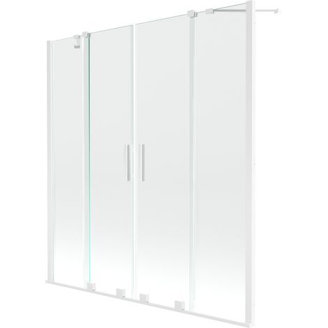 Mexen Velar Duo 2-Flügel-Badewannenwand Regulierbare 140 x 150 cm, transparent, Weiß - 896-140-000-0 (1/5)