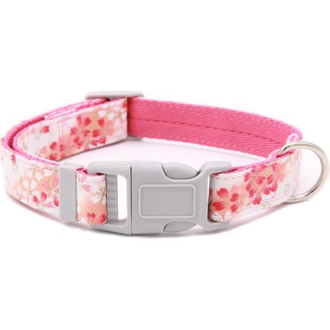 Collier Pour Chien - Motif Fleurs De Printemps - Bande Polyester Haute Densité - Fermeture Rapide Écologique - Tailles S Et M - 1 Pièce (1/5)