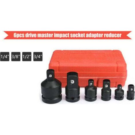 Adaptateurs et réducteurs pour douilles à impact (6 pièces, 1/4", 3/8", 1/2", 3/4", acier au chrome-vanadium) Kit de conversion/extension pour douilles à impact/cliquet (1/4)