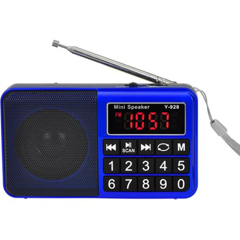 Radio portátil pequeña, recargable AM/FM/SW con altavoz, entrada AUX/SD/TF/MP3. Radio a pilas con botones y pantalla grandes. (No admite presintonías). (1/4)