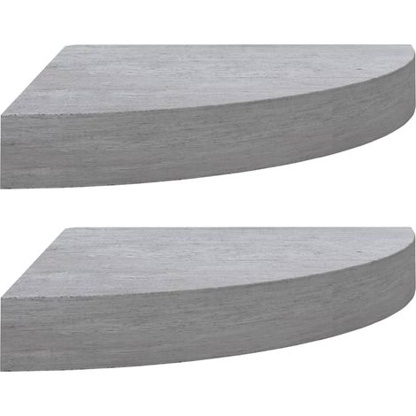 Étagères d'angle murales 2 pcs，Étagère flottante Gris béton 25x25x3,8 cm MDF CFW46771 (1/5)