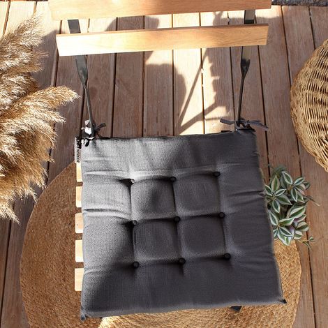 Galette de chaise outdoor unie déperlant et anti uv 40x40 cm - 40x40cm - Gris anthracite