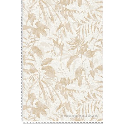 Papier peint intissé Palmiers & Feuilles Beige, Beige, Crème, Crème, Or, Blanc - 10,05 x 0,53 m (1/3)