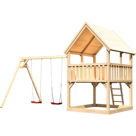 Akubi Spielturm Luis natur mit Doppelschaukel