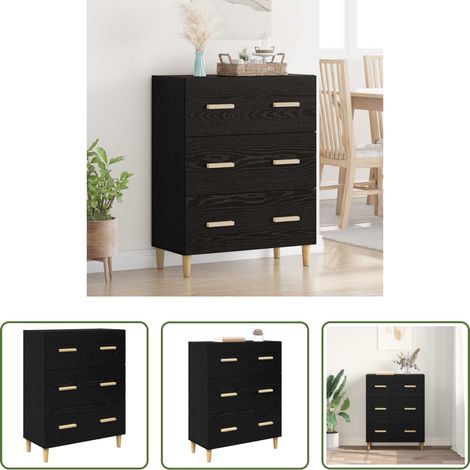 Rangement salon - Buffet Chêne noir 69,5 x 34 x 90 cm Bois d'ingénierie (1/5)