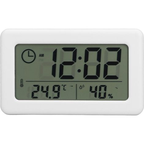 Horloge numérique, mini-horloge minimaliste avec finition miroir spéciale, horloge électronique blanche portable et pratique.