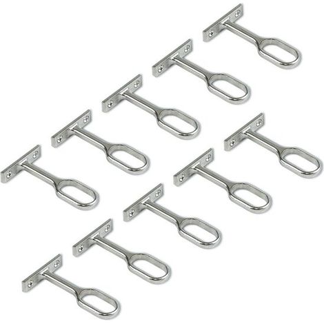 Confezione da 10 staffe di supporto centrali per asta appendiabiti, colore argento (16,3 mm x 30,6 mm) (1/5)