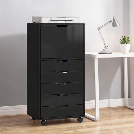 Meuble de rangement de bureau coloris noir 48 x 40 x 100 cm (1/5)
