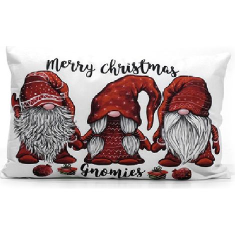 Cuscino Natalizio Decorativo cm 30x50 rettangolare Arredo Casa Feste di Natale Per Divano, Letto sedie Poltrona  Cuscino Imbottito con 6 Fantasie Natalizie - decori: DEC GNOMI