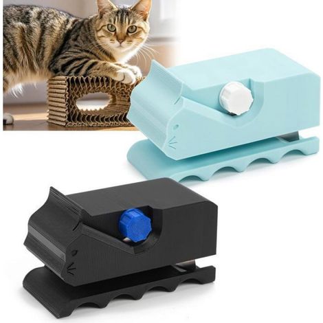Lot de 2 emporte-pièces en carton imprimés en forme de chat 3D pour griffoirs et paniers pour chats faits main (noir + bleu) (1/5)