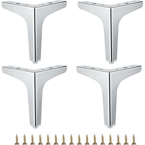 Set mit 4 Metall-Möbelbeinen – Moderne Möbelbeine für Sofa, Stuhl, Tisch, Schrank, DIY, Stabile Ersatz-Eckmöbelbeine für Kommode, Kleiderschrank, Bett (Silber, 15 cm)
