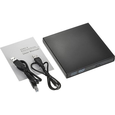 noir Usb2.0 Universel Externe Cd - Rw Graveur Lecteur Dvd / Cd Tout - En - Un Sans Pilote
