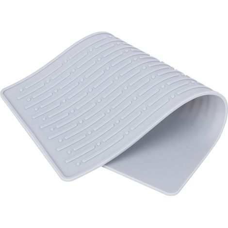 Tapis d'égouttage en silicone antidérapant pour bouteilles de soda, égouttoir, accessoires de cuisine, gris (tapis d'égouttage à 3 trous) (1/5)