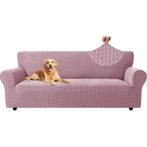 Sofaüberwurf 3 Sitzer mit Armlehne, waschbar, kratzfest, rutschfest, rosa (1/5)