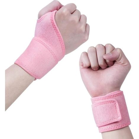 Ensemble de 2 supports de poignet avec fermeture Velcro pour le sport et un usage quotidien - Rose (1/5)