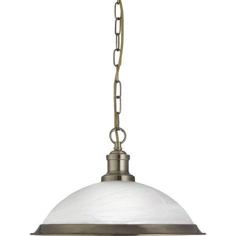 BISTRO - 1LT Suspension Metal Laiton antique et verre marbré,E27 max 60w Diam 36cm (1/5)
