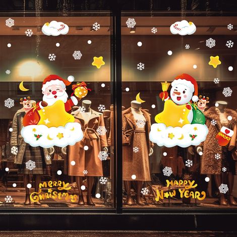 2 Christmas window stickers, Christmas decoration window stickers, reusable removable PVC window stickers, suitable for indoor Christmas decoration (1/4)
