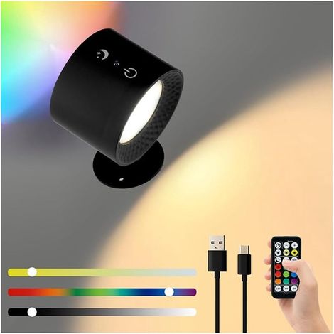 Intelligente LED-Nachtlicht-Wandleuchte mit Fernbedienung, dimmbar, magnetisch, 360° drehbar, USB-aufladbar, LED-Lampe, erhältlich in 3 Farben (1/5)