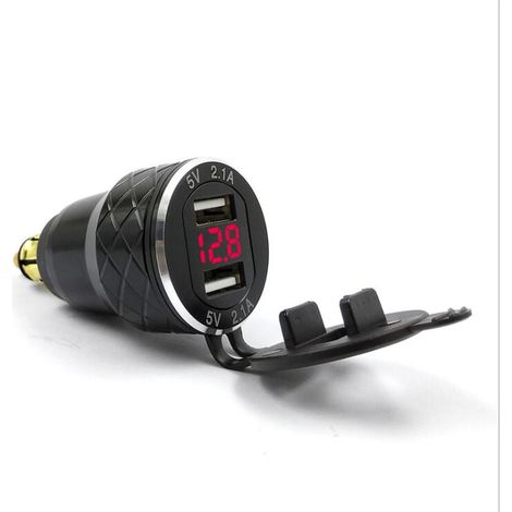 Motorcycle USB Charger EU Plug for BMW Ducati Car Charger with Voltage Display Metal Red MUMU (1/4)