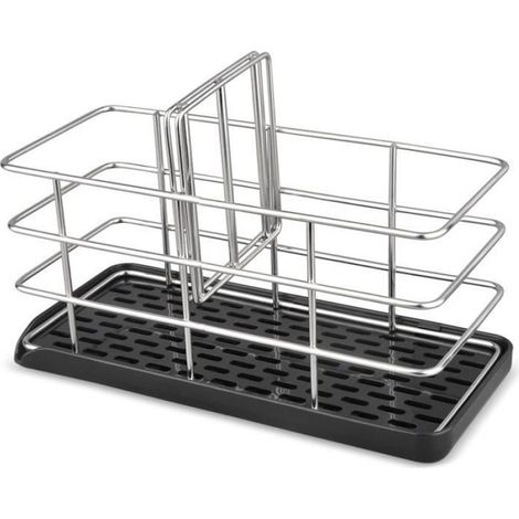 Porte Eponge Evier Cuisine,Rangement Pose Range Porte Éponge Cuisine Organiseur pour aà Poser INOX avec Bac De Récupération (1/4)