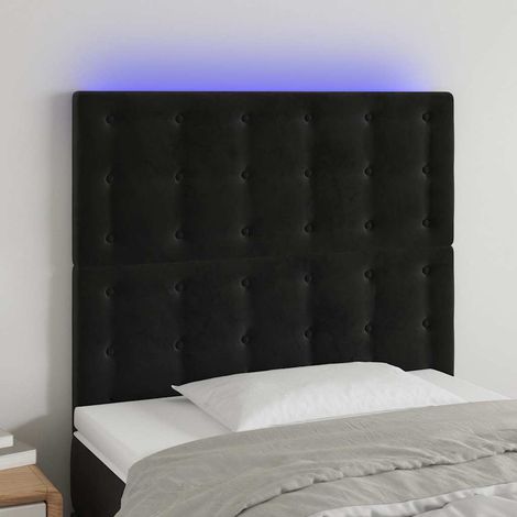 vidaXL Cabecero con luces LED terciopelo negro 80x5x118/128 cm (1/5)