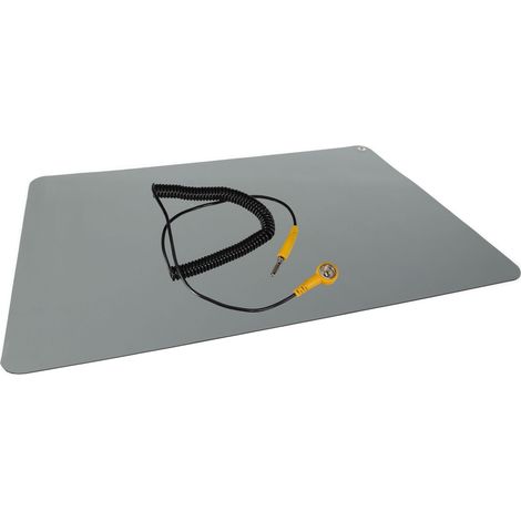 Velleman Antistatik Matte mit Erdungskabel, Silikon Arbeitsmatte, Lötunterlage groß, Silikonmatte hitzebeständig, ESD-sichere Lötmatte, flexibel, 1000 x 700 mm, grau