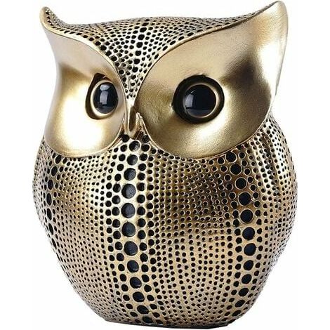 Bureau Bibliothèquehibou Décor Ornements Sculpture Pour Maison2 Meuble Tv Décoration Figurines D'Animaux En Résine Style Mini Maliste Artisanat Cadeau Pour Ami Ou Famille Amoureux Des Animaux (Doré/Po