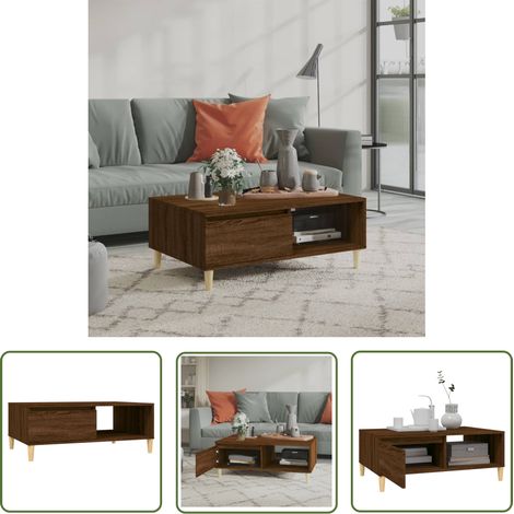 The Living Store Couchtisch Braun Eichen-Optik 90x60x35 cm Holzwerkstoff - Couchtisch - Esszimmertisch - Wohnzimmertisch - Holzmöbel - Skandinavisches Design (1/5)