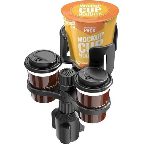 3-in-1-Autobecherhalter mit verstellbarem Fuß – Multifunktionaler Becherhalter und Aufbewahrungsbox – Autozubehör – Zum Befüllen von Snackflaschen und Bechern (B03) – Schwarz (1/5)