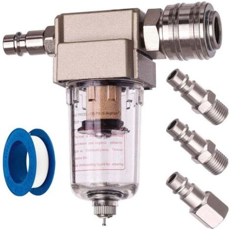 Pair Druckluftfilter, Öl-/Wasserabscheider, BSP 1/4 Schnellkupplungssatz für Kompressor