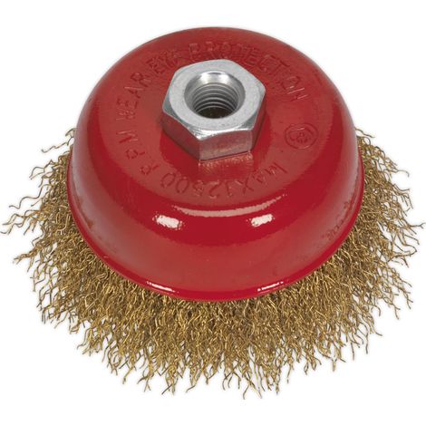 Sealey 75mm Brassed Steel Crimped Wire Cup Brush M14 x 2mm CBC752