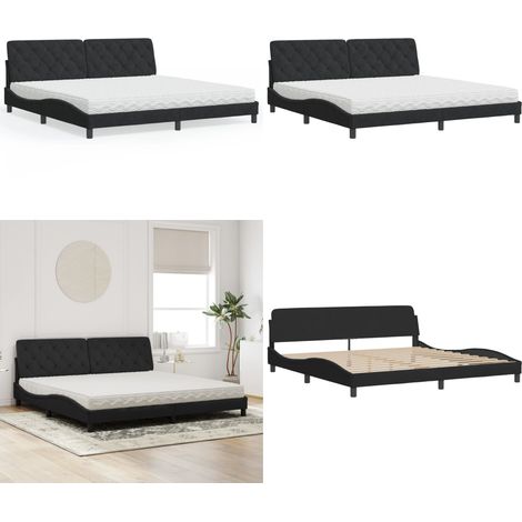 Lit avec matelas noir 200x200 cm velours - Lit Double - Lit Plateforme - Lit Design - Lit Velours - Literie - Home & Living (1/5)