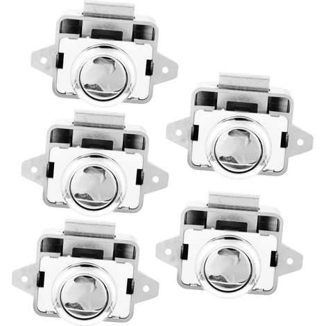 Lot de 5 loquets de porte à bouton, poussoir chromés pour camping (1/5)