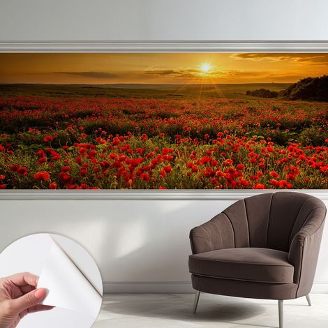 Fotomurale adesivo stickers - per camera da letto - per corridoio - decorazione casa moderna Campo di papaveri 250x104 cm (1/5)