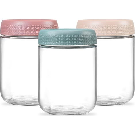 Ensemble de 3 bocaux en verre hermétiques, 500 ml, avec couvercles, pour l'organisation de la maison dans la cuisine et sur le plan de travail.-AquaForge (1/5)