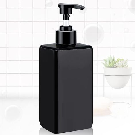 450ml Distributeur de Savon Noir Distributeur Savon Distributeur De Savon Noir Rechargeable Facile Presser Distributeur Savon Pompe Bouteille Distributeur de Savon Liquide pour Cuisine,