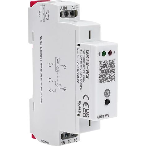 Relais de contrôle WiFi Disjoncteur Connecté Intelligent AC 230V 16A DIY Interrupteur Connecté sur Rail DIN pour la Maison Intelligente (1/5)