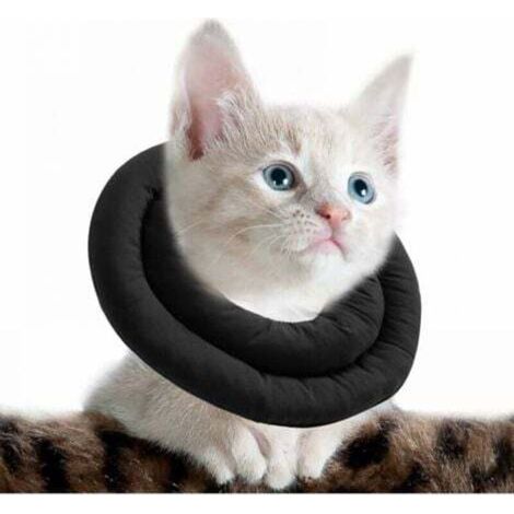 Noir Collerette pour Chat réglable, Collier De Récupération Doux pour Chat, Collier De Protection pour Animaux Après Chirurgie ,M(30cm) (1/5)
