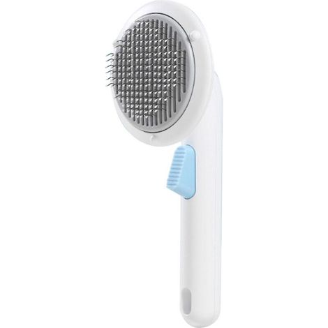Brosse pour animaux de compagnie en plastique autonettoyante, peigne pour animaux de compagnie en acier inoxydable, brosse d'épilation,gris blanc