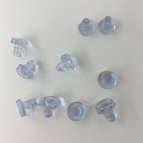20x Support protecteur de plaques en verre miroir pivotant caoutchouc transparent à enfoncer Tablette Plateau Etagère Vitre Meuble Table Chevet Tampon Pare chocs Coussinet Protection (1/5)