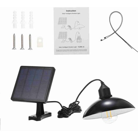 Lampe suspendue à énergie solaire E27, lampe d'extérieur sensible, résistance à l'eau IP65, pour jardin, cour, Patio, balcon, paysage (1/5)