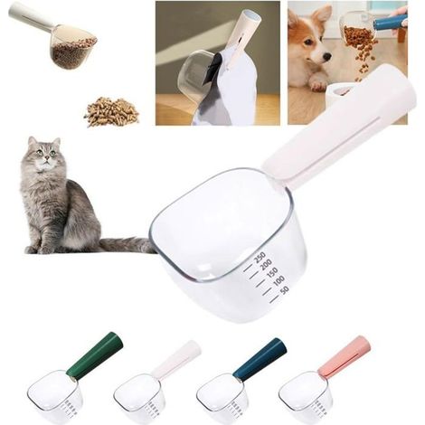 Cuillère multifonction, cuillère graduée transparente, cuillère doseuse pour croquettes, cuillère doseuse pour aliments pour animaux, cuillère de mesure avec (1/5)