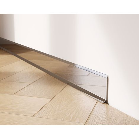 Battiscopa decorativo in acciaio inossidabile per parete e muro - 6 cm x 270 cm - Argento Lucidato