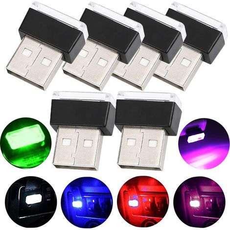 Luci ambientali USB per auto - Confezione da 6 mini luci LED wireless universali USB per interni auto - Colori assortiti (1/5)