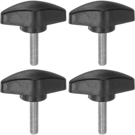 4-teiliges Set M5 x 20 mm T-förmige Flügelknöpfe aus Kunststoff mit Standard-Außengewinde, T-Griffen, Handklemmen und Rändelschrauben, schwarz