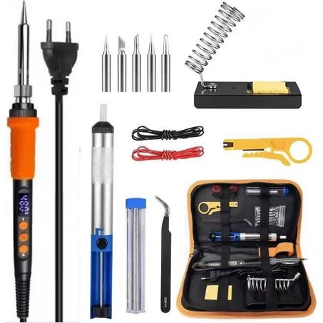90W kit de fer à souder multimètre fer à souder électrique Kit Réparation électronique outils électriques électronique bijoux numériques kit de soudage température réglable pistolet à souder Kit somme (1/2)