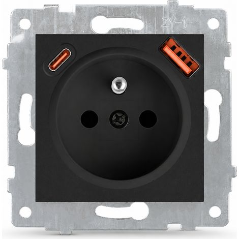 Module USB-C 3A encastrable 80 mm 16A noir
