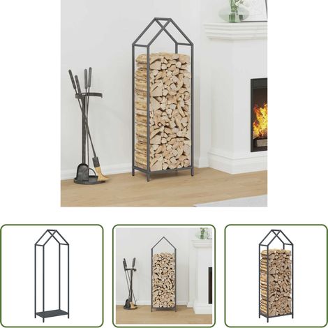 Kaminholzregal - Brennholzregal Anthrazit 40x25x120 cm Kaltgewalzter Stahl (1/5)